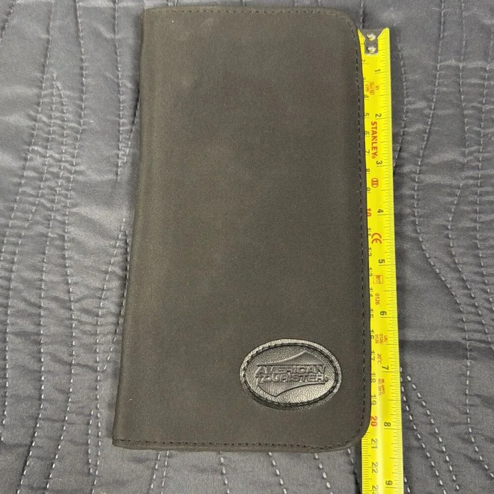 American Tourister Black Zip Around Travel Wallet Passport Document Organizer